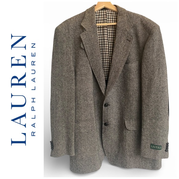 LAUREN Ralph Lauren Men's Herringbone Blazer Sport Coat 46 Long